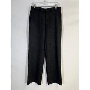 Vintage Armani Collezioni Mens 46/31 Grey Wide Straight Wool Flat Front Trouser